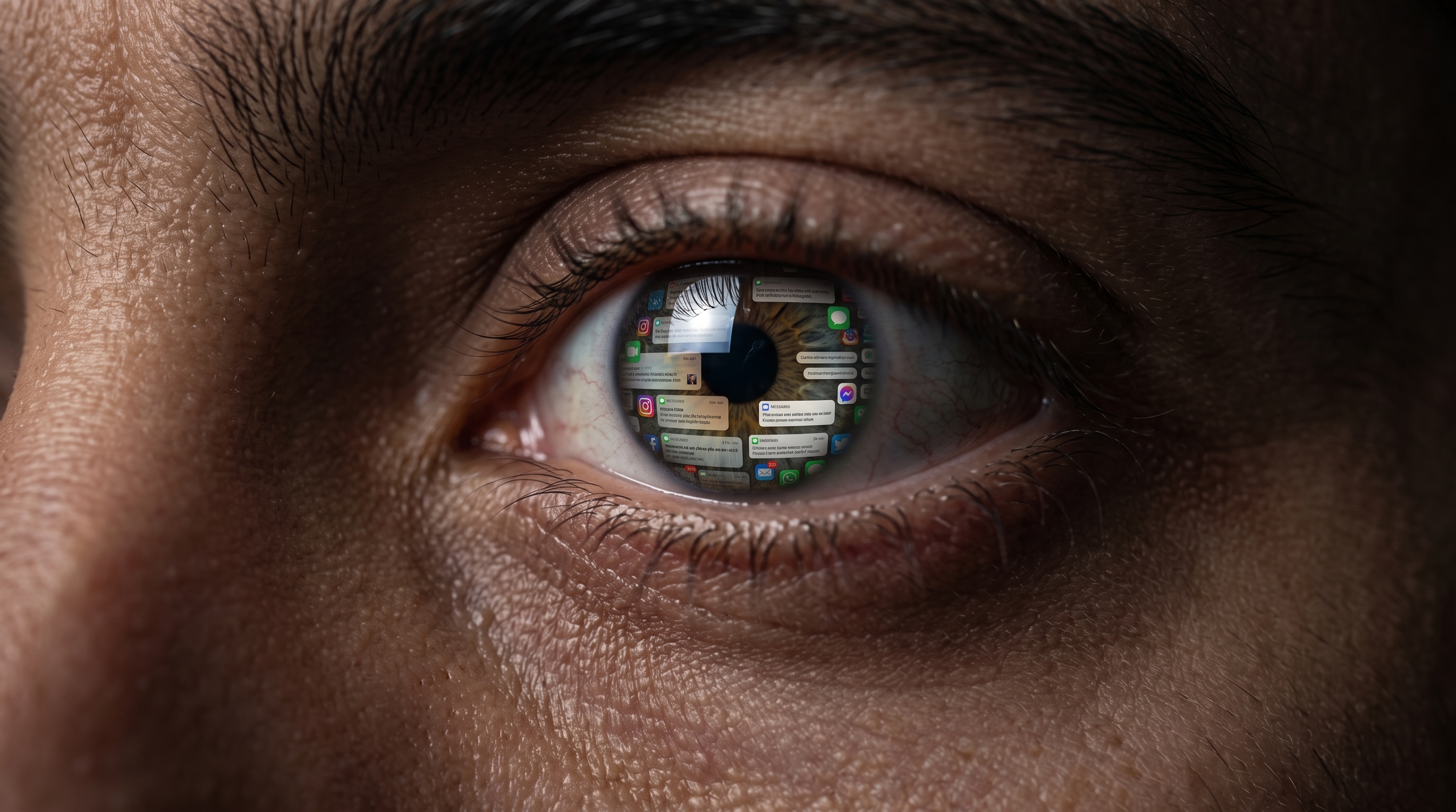 رسمة كرتونيا ستوديو - Man's Eye Reflecting Notifications 2K 202607300125